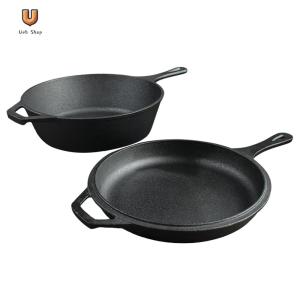 10 Inch Cast Iron Chefs Pan with Handle Fry Pan for Indoor & Outdoor Frying Use [Ueb Shop]