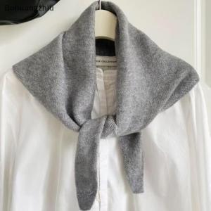 Bohuangzhiu Korean Style Wool Knitted Triangular Scarf Women Headscarf Knitted Scarf Multi-functional Warm Knitted Scarf