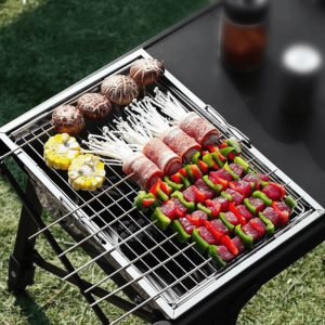 NOER Gấp lại Lò nướng thịt IGT Phụ kiện bàn ăn Đa chức năng Giá đỡ BBQ di động Bền bỉ Thép không gỉ Bếp củi than Nấu ăn ngoài trời