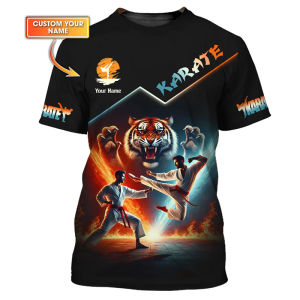 Fashion Karate Master T-shirt Men Kids 3D Printing Tiger Short Sleeves Custom Name Tshirt Tops Sports Crew Neck Tee Shirts