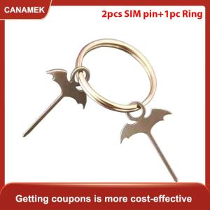 【CANAMEK 】 2Pcs Set Stainless Steel Sim Card Tray Extended Universal Bat Thimble for Mobile Phones Digital Products