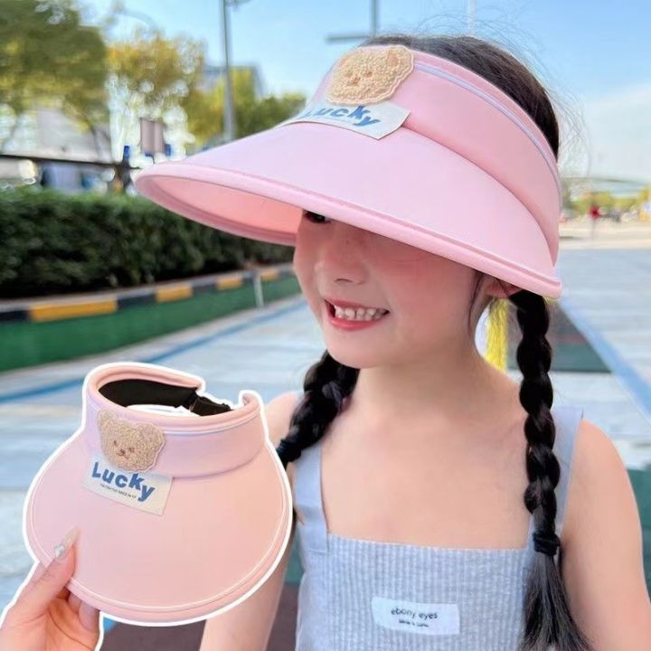 Children's Sun Protection Hat UPF 50+ Cute Bear Shape Baby Folding Hat  Anti-ultraviolet Empty Top Hat Outdoor Beach Sun Visor Hat