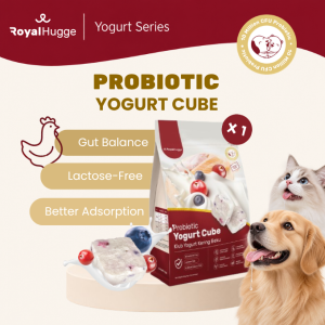 RoyalHugge Probiotic Freeze-Dried Yogurt Cube With Berries | Cat & Dog Treat Food