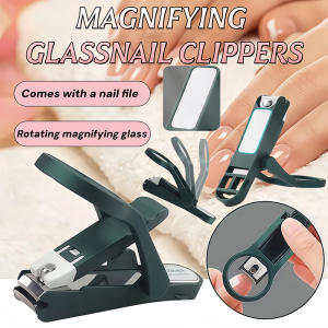 Ready Stock Portable Fingernail Trimmer Stainless Steel Nail Clipper Magnifying Glass Anti‑Splash Safe Manicure Grooming Tool