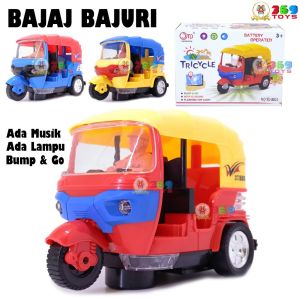 Mainan Bajaj Jalan Bump Go Murah - Mobilan Bajai Baterai Lampu Suara Musik Batre Anak Edukatif