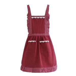 Stylish Ruffled Trim Adjustable Straps Apron with Bowknot for Manicurists Coffee Shop Employees and Restaurant Workers