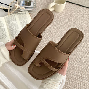 [Free Shipping] 2025 New Womens Summer Fashion Simple Versatile Flat Toe-Strap Sandals for Outdoor Wear Roman Beach Slippers