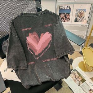 CC T-shirt cod Korean Style Summer hand painted graffiti heart short sleeve T-shir