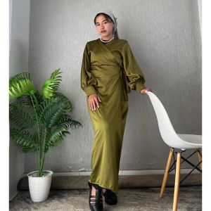 COD BEST SELLER LONG DRESS SATIN KIMONO IKAT LILIT PREMIUM KONDANGAN BIG SIZE M L XL XXL DRESS SATIN POLOS IKAT LILIT