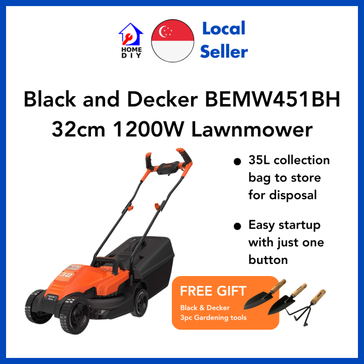 [FREE GARDENING TOOL SET] Black and Decker 32cm 1200W Lawn Mower with ...