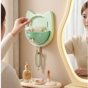 TIMES LORD Cat Ear Storage Organizer Multi Functional Wall-Mounted Storage Box Modern Clear Flip Lid Bathroom Storage Bathroom