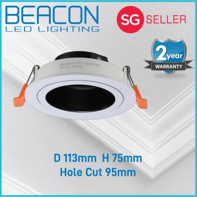 Beacon LED (Classic Colour Rim) Single Recessed Spotlight / Downlight - FRONT OPEN / Solid Aluminum - GU10 Replaceable Bulb - 2 years warranty LONGEST WARRANTY (Please refer to the images for colour selection)
