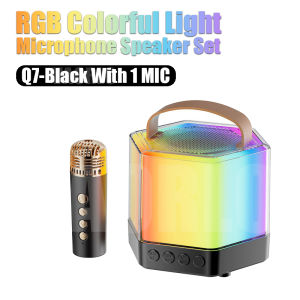 VAORLO Original Wireless Dual Microphones Karaoke Machine KTV DSP System Bluetooth 5.3 PA Speaker HIFI Stereo Surround With RGB Colorful LED Lights Support TF Card Play 3.5 AUX Headphone Monitoring For Birthday/Christmas/Home Party/Kids Gift