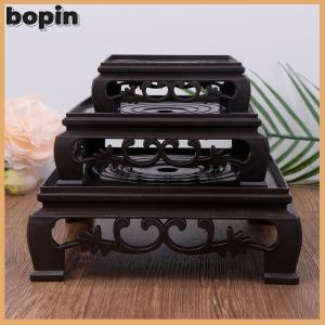 Bopin แจกันกาน้ำชาทรงสี่เหลี่ยมอเนกประสงค์ถาดใส่กระถางต้นไม้ทำจากพลาสติกงานแกะสลักทำจากไม้สีน้ำตาลเข้มฐานวางกระถางต้นไม้ทรงกลม