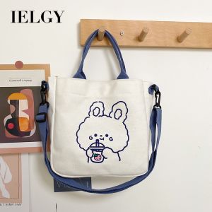 IELGY cute canvas bag female student class messenger bag ins Japanese portable shoulder bag tide