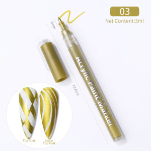 BORN PRETTY 1 Pc Nail Art Graffiti Pen Black Gold Color UV Gel Polish Design Dot Painting Drawing Pen Liner Brush Nail DIY Flower Tools