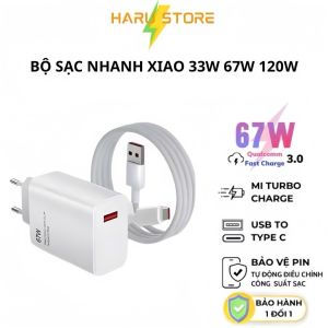 Bộ Sạc Nhanh Xiaomi RedmiRealmi 33W 67W 120W - Mi Charge Turbo 33W 67W 120W Siêu nhanh U1
