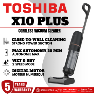 🔥10.10 MEGA SALE🔥 Toshiba X9 Pro / X10 Plus 2-in-1 Cordless Vacuum and Mop with UV Sterilizer and LCD Display – Powerful Suction for Dust Pet Hair Sofa and Car Cleaning - Rechargeable Lightweight ( 5-Year Warranty )