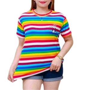 3 pcs Top Womenswear Stripe T-shirt fit up to XL Casual Lady Comfort