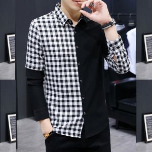 Áo sơ mi áo sơ mi nam dài tay kẻ caro phối đặc sắc trẻ trung - mã H38