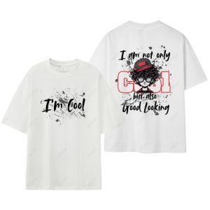 Molisa เสื้อยืดแฟชั่นแนวสตรีท Im Cool เสื้อสกรีนหน้าหลัง Oversize Cotton100% Printed T-Shirt 68230#