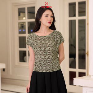 Áo lụa nữ CARDINA xếp ly vai chờm chất liệu nhẹ nhàng thoáng mát họa tiết trẻ trung thanh lịch 4ASC03