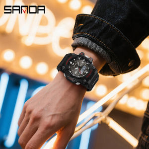 SANDA G-Style Multifunction Sports Watch|11 Colors|3 Time Zones 5ATM Waterproof|Luminous Countdown Stopwatch Calendar Street Watch for Men