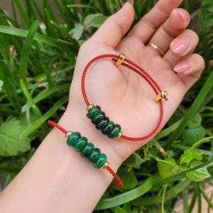Q799 Vòng ngũ điếu Cẩm Thạch Sơn Thủy dây cáp 2 mẫu: Xanh tươi & Xanh thẫm ko kén mệnh - Phong Thuỷ TUDO