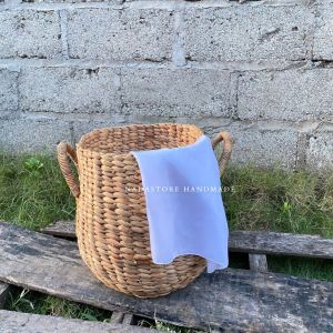 KERANJANG GENTONG WATER HYACINTH/LAUNDRY BAG BENTUK BOWL HANDLE