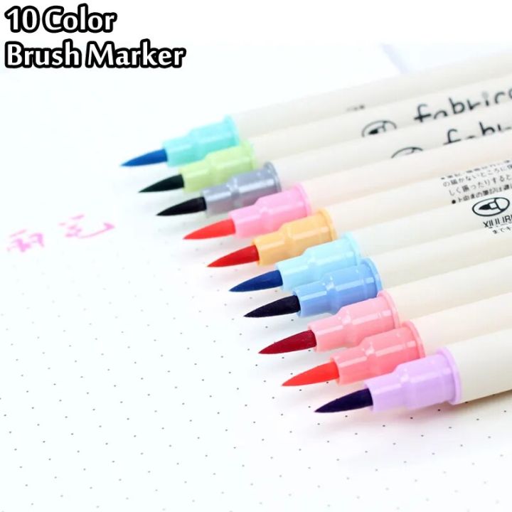 10 Colors Brush Pen Set Fabricolor Marker Pen Soft Tip Colour Brushpen  Calligraphy Finecolour Brush Felt Art Markers Stationery