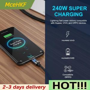 MceHKF Nylon Type C USB Cable 240W Super Fast Charging USB C Phone Charger Data Line For Samsung Xiaomi Huawei Quick Charge Cables