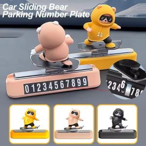 New Dashboard Car Decorations Skateboard Bear Parking Number Plate Creative Car Cartoon Interior Interior Accessories