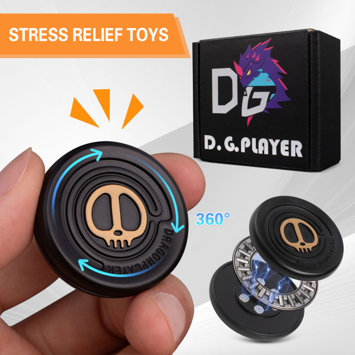 Metal Fidget Slider Toy For Anxiety Relief - Yin Yang Eight Trigrams Design, Prevents Alzheimer's, Pocket-Size (Black)