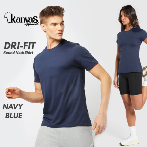 Kanvas Drifit Tshirts for Men & Women Quick-Dry Active Gym Sportswear Mens T-shirts Workout Clothes Plain Navy Blue