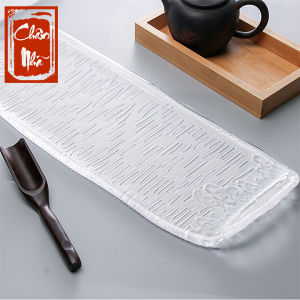 Khay đựng tách trà khay trà đạo pha lê trắng mờ đẹp kiểu Nhật cao cấp