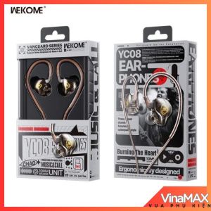 Tai nghe dây nhét tai WEKOMEssYC08 gaming tích hợp micro cản tiếng ồn điều chỉnh âm thanh Trong Suốt BH chính hãng