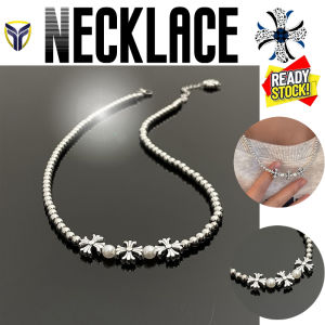 2023 Summer Trend Brand Ch Cross Pearl Beaded Necklace Alloy Stainless Steel Colorproof Personalized Ins Y2K Hiphop Punk Women Men Rapper Chunky Chain Accessories