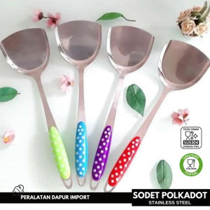 Spatula Polkadot Stainless Sodet Penggorengan Tanpa Lubang
