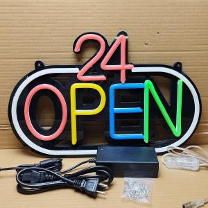 ป้ายไฟนีออน LED 24/OPEN สีสันสดใส ประหยัดไฟ ปลั๊ก 3 พิน สำหรับตกแต่งร้านค้า