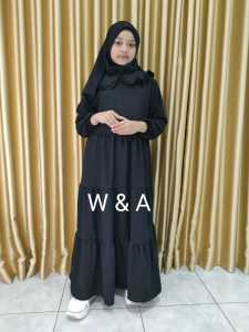 Gamis Hitam Anak Set JIbab 3-15 Tahun Cocok Buat Anak Ngaji Dan Sehari - hari | Syari Anak