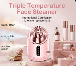3-in-1 Triple Temperature Face Steamer | Professional Hot & Cool Nano Ionic Facial Spa Mist for Deep Pore Cleansing