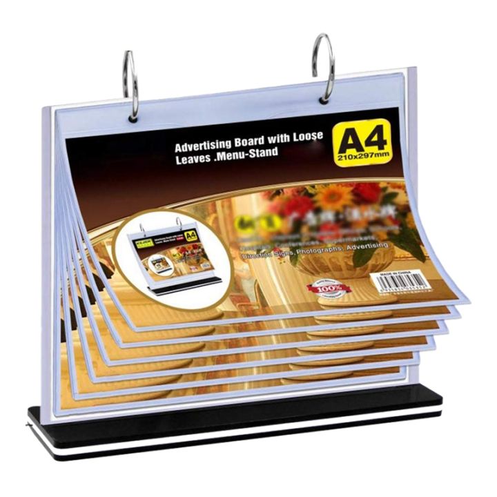 A4 Flip Table Menu Stand Multi-Page Table Card Rack Menu Display Stand ...