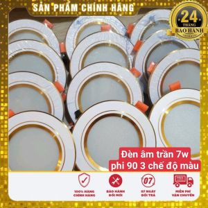 ( BH 2 Năm )Combo 10  5 đèn led âm trần 9W  7W 3 chế độ màu nguồn liền (DOB) thế hệ mới đế đúc nhôm viền vàng viền bạc