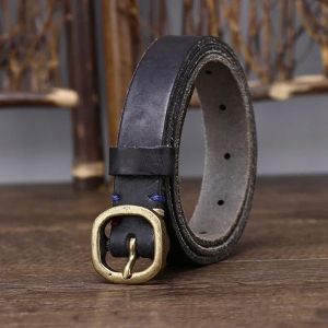 2.3CM Ladies Pure Cowhide Copper Buckle Genuine Leather Casual Jeans Thin Belt Women High Quality Retro Luxury Female Waistband2026