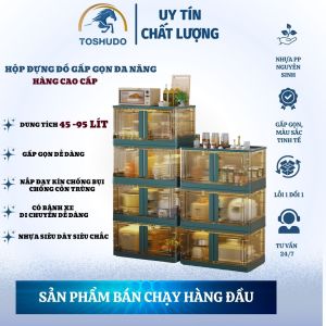 Hộp Đựng Đồ Toshudo Tủ Đựng Đồ 2 Cửa Đựng Quần Áo Sách Đồ Chơi Cho Bé Đa Năng Trong Suốt Nhựa Gấp Gọn Tiện Lợi