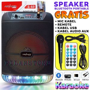 Speaker Advance Bluetooth Music & Karaoke S-60 8inch / S60 8" Free Mic - Advance Portable Speaker Karaoke Bluetooth S60 8inch ( BISA BAYAR DITEMPAT )~PLS