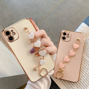 CrashStar Plating Love Bracelet Phone Case For iPhone 14 13 12 11 Pro Max Mini XR XS X 8 7 Plus + SE 2020 Straight Edge Soft Phone Cover With Full Cover Carema Protection Shell Casing Hot Sale