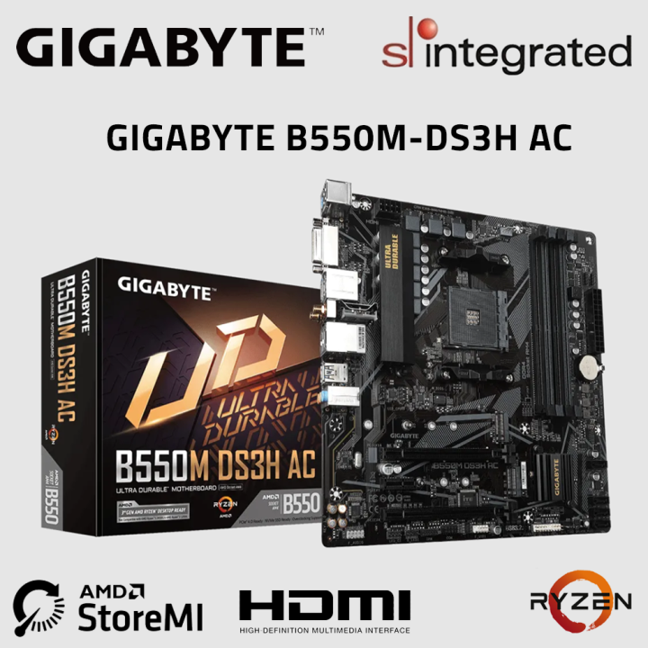 Gigabyte B550M DS3H AC Ultra Durable WiFi Motherboard + AMD Ryzen ...