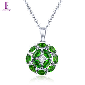 Lohaspie Đồ Trang Sức Bất 1.5 Carats Mặt dây chuyền bạc 925 Ban Đầu Tự Nhiên Chrome Diopside Mặt Dây Chuyền Marquise đá quý cắt Mặt dây chuyền Đá sinh nhật Cho trang sức nữ