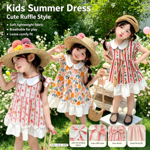 AILEBE Kids Dresses Loose Flowy Summer Dress Soft Breathable Sleeveless Style With Cute Ruffle Details Perfect For Daily Wear Parties Play OOTD Pambahay Pang Gala For Baby Girls 0-13 Years Multiple Sizes Available